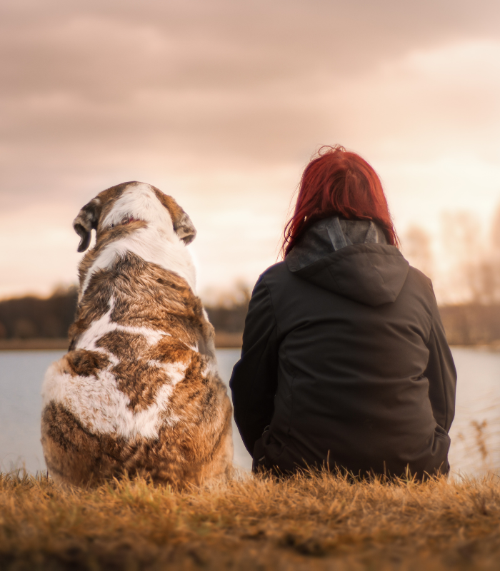 person with pet